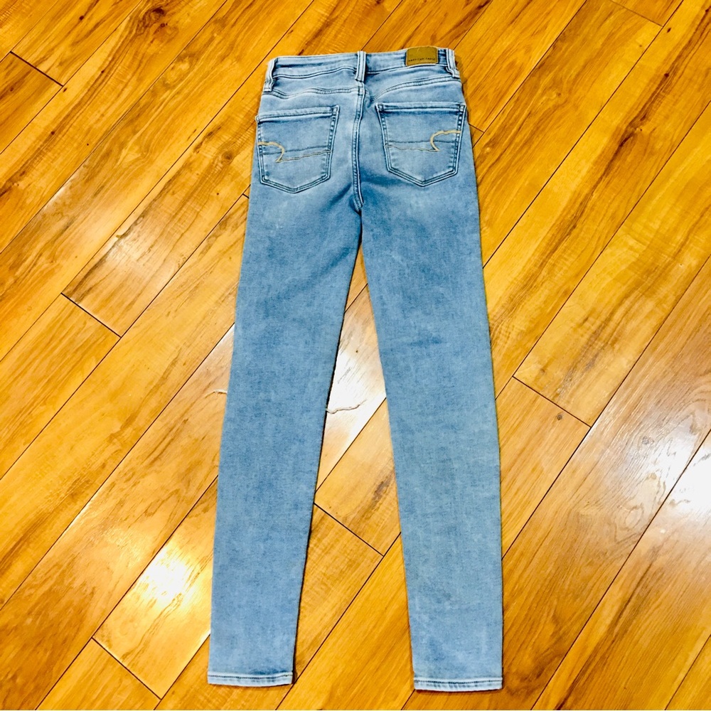 American Eagle Distressed Patch Light Wash Skinny… - image 2